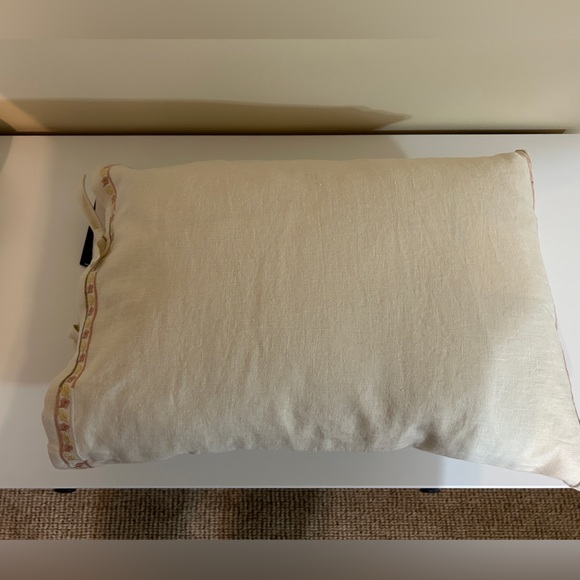 Ralph Lauren Kathryn Embroidered Cream Linen Pillow French Country Style - Picture 4 of 7